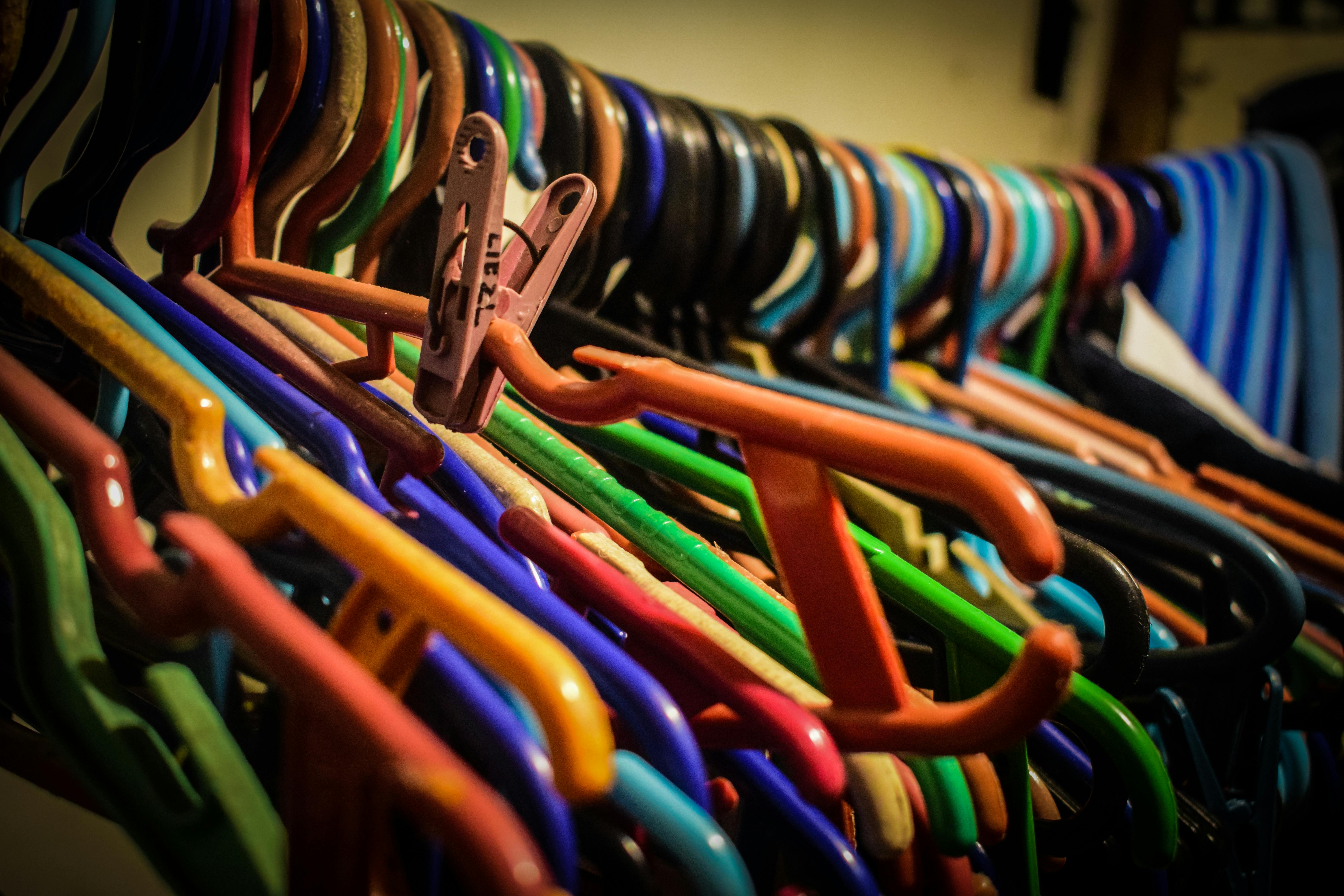 Free stock photo of clothes pin, colorful, hangers