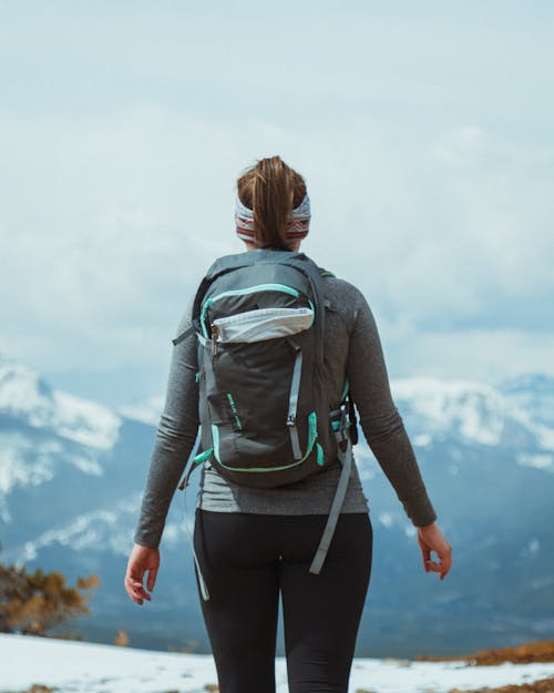 Back View of a Female Traveler Carrying a Backpack