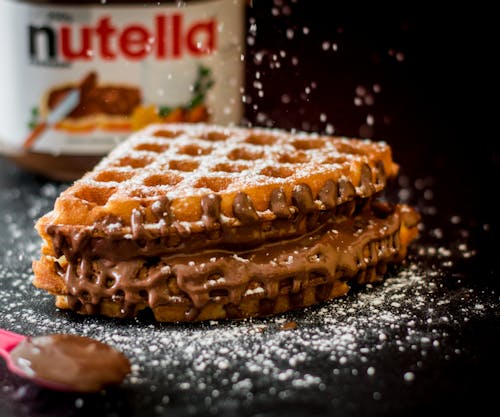 Free Waffle With Nutella Bottle Stock Photo