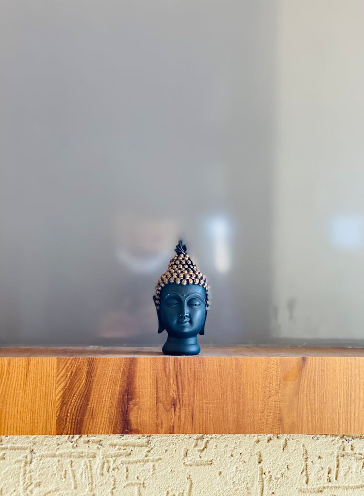 Blue And White Ceramic Buddha's Head Figurine