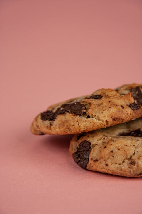 Free Chocolate Chip Cookies on Pink Surface Stock Photo