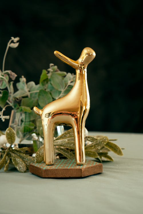 Golden Reindeer Figurine