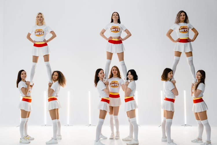 Cheerleaders Performing In The Studio