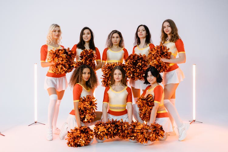 Cheerleading Squad Posing For A Group Photo