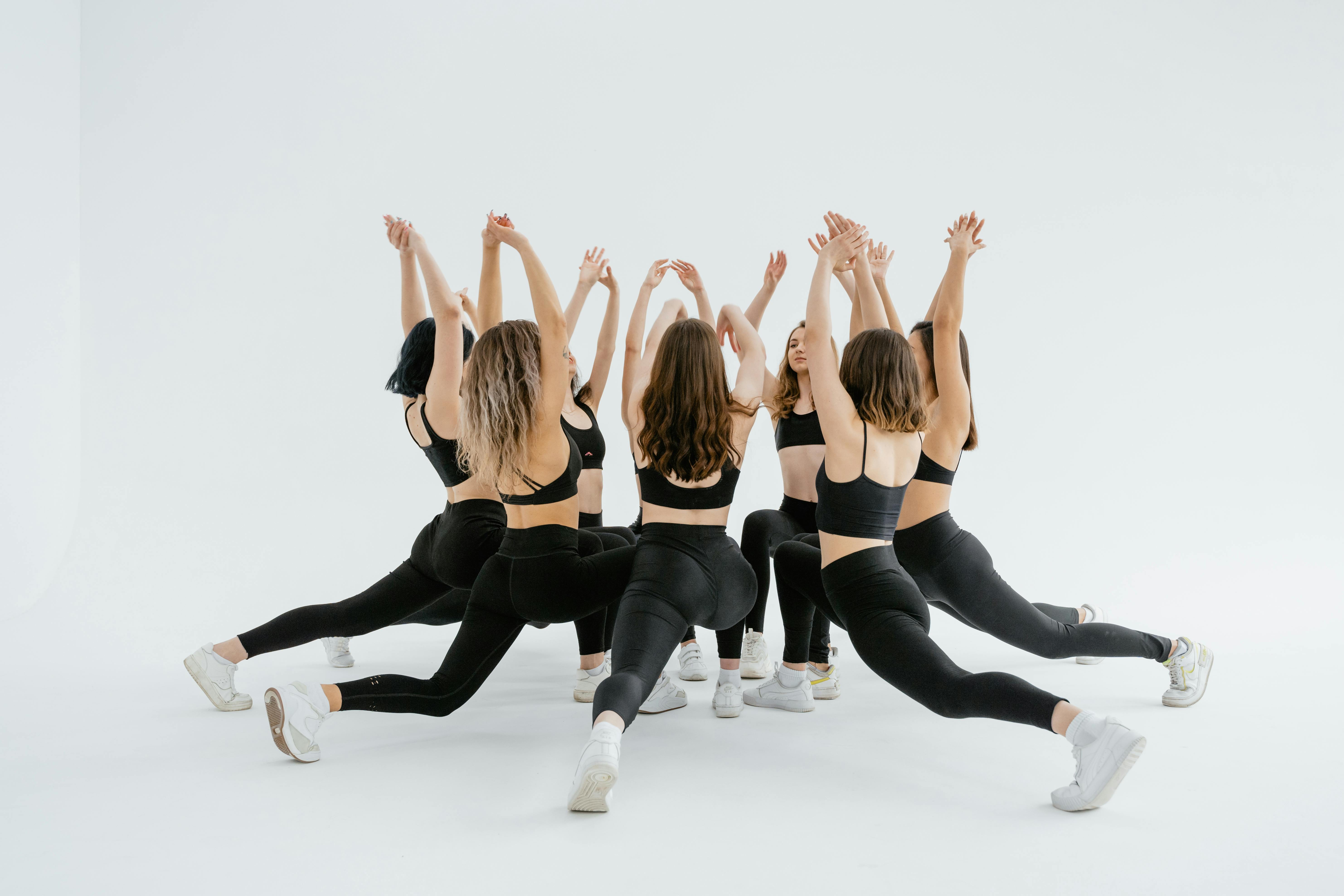 Group of Modern Dancers Dancing Hip-Hop at Studio
