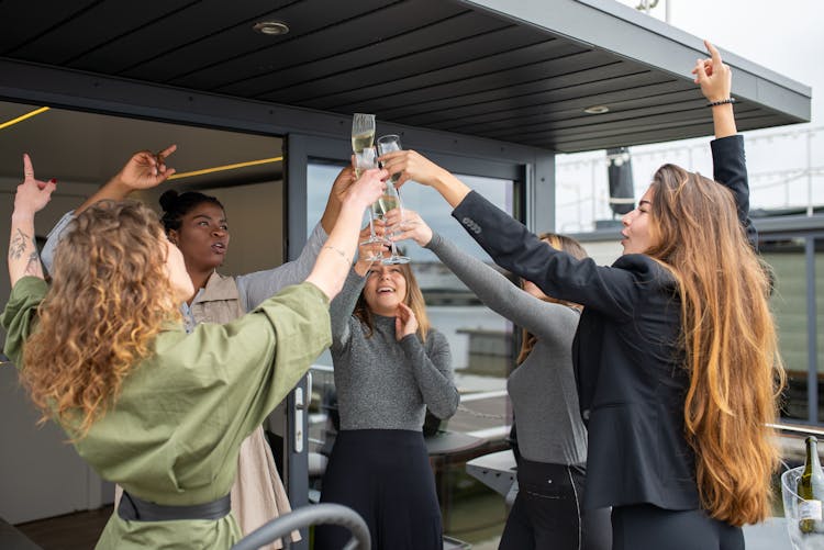 Women Clinking Glasses Of Wine