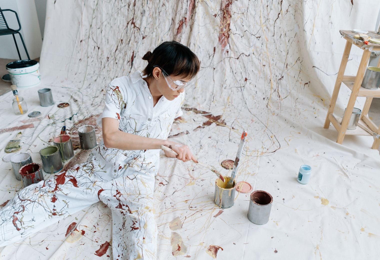 Painters and Decorators in Locksbottom — a decorator at work mid-project