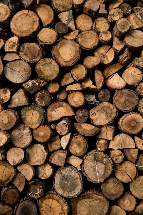 Free A neatly stacked pile of firewood logs showcasing natural textures and patterns. Stock Photo