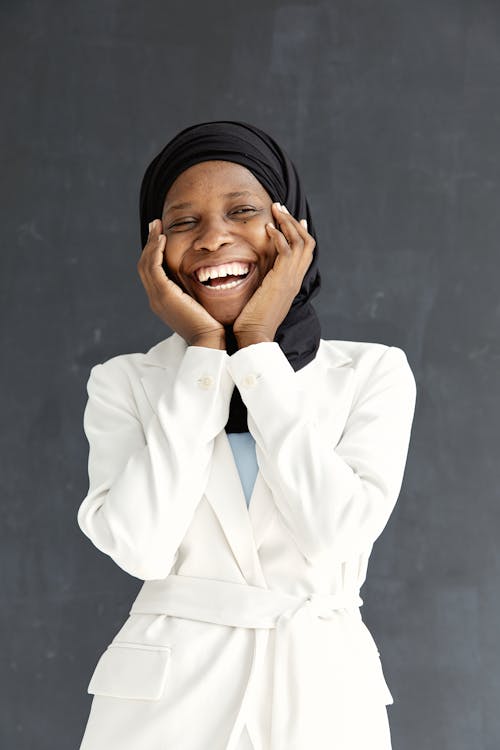 A Woman in a Hijab Smiling 
