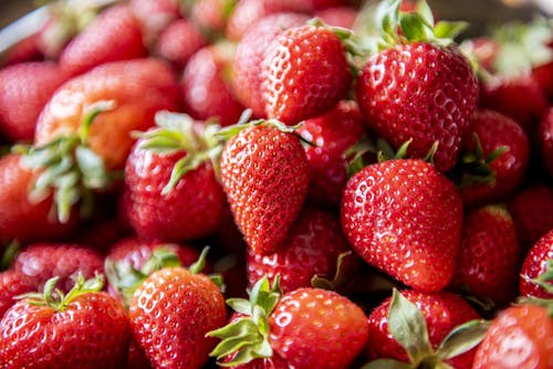 Red Strawberries in Close Up Photography