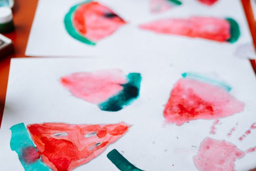 Close-Up Photograph of Watermelon Paintings