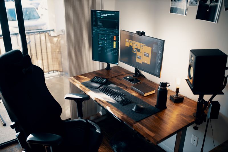 under desk exercise bike paired with standing desk
