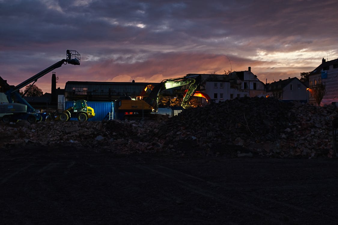 Free A Construction Site Early in the Morning Stock Photo