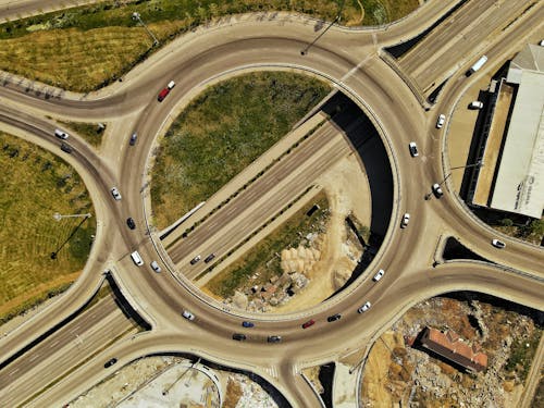 An Aerial Shot of a Roundabout