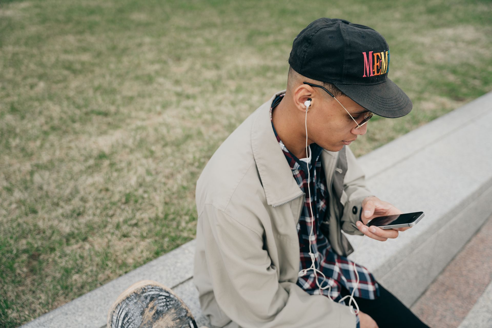 A Man Listening a Music using Smartphone