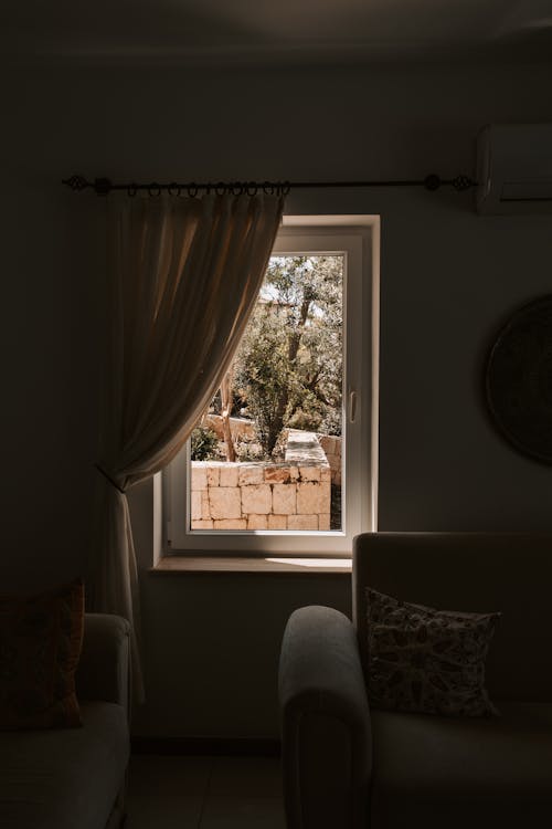 Free Window View Of Garden From A Room Stock Photo