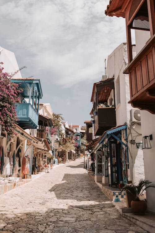 Narrow Cobblestone Street In Town