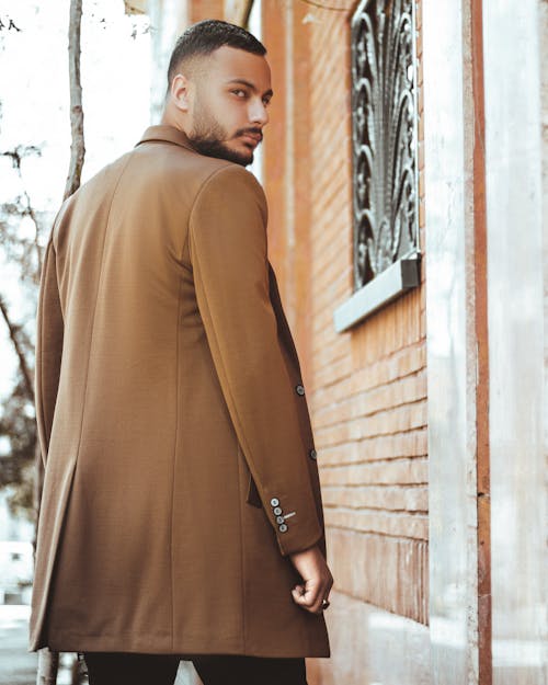 Portrait of Handsome Man Wearing Trench Coat