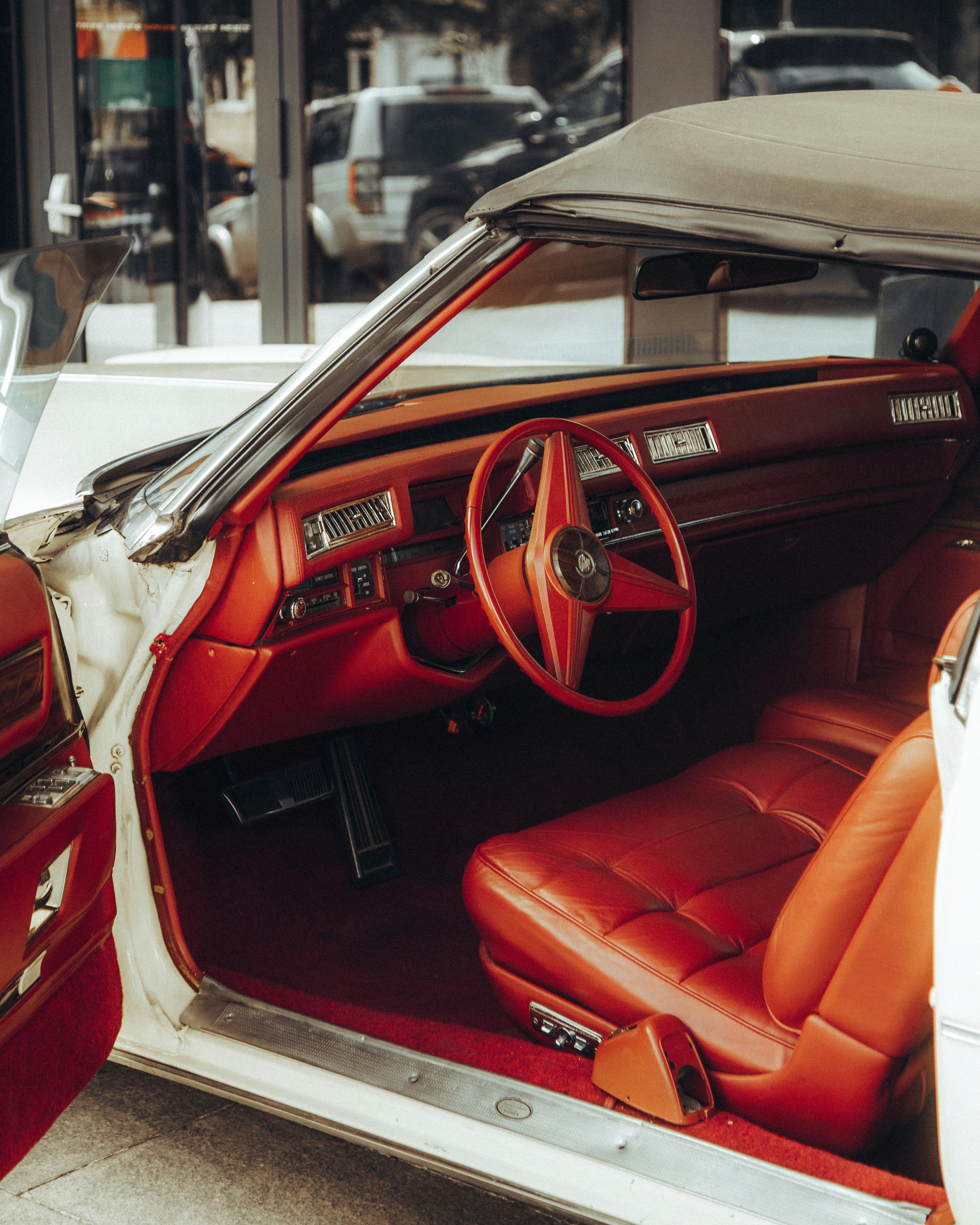 an interior of a classic car