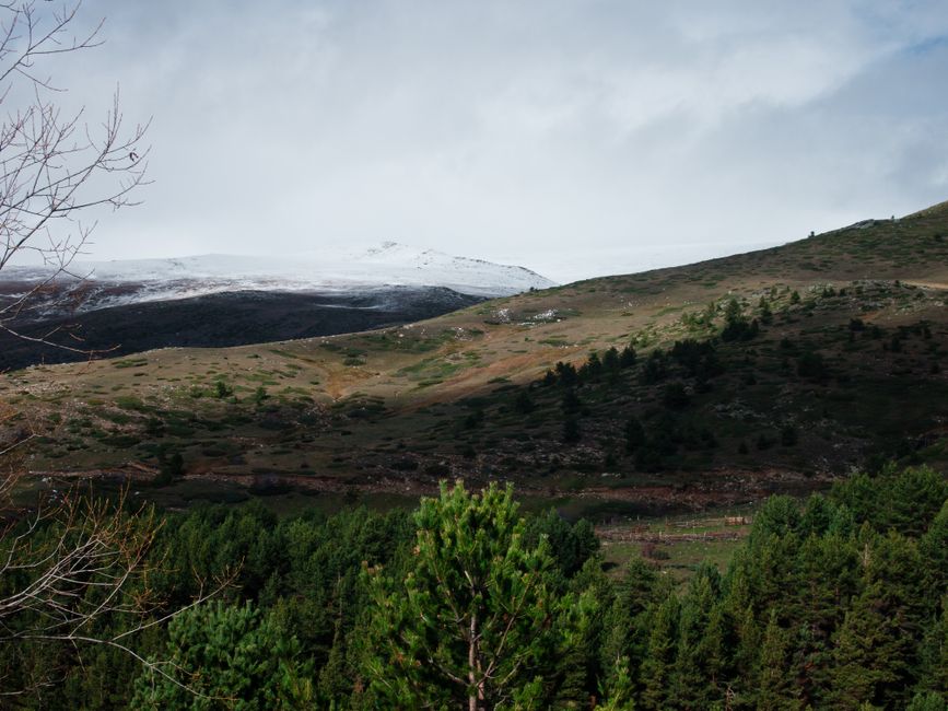 Snow-covered peaks of the Pindus Mountains in mainland Greece during winter