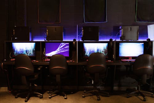 Free Turned On Gaming Computers Stock Photo