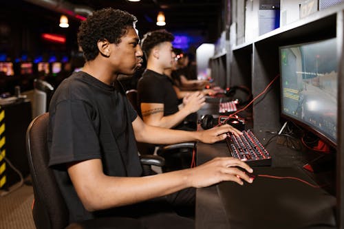 Free Men Playing Computer Games Stock Photo