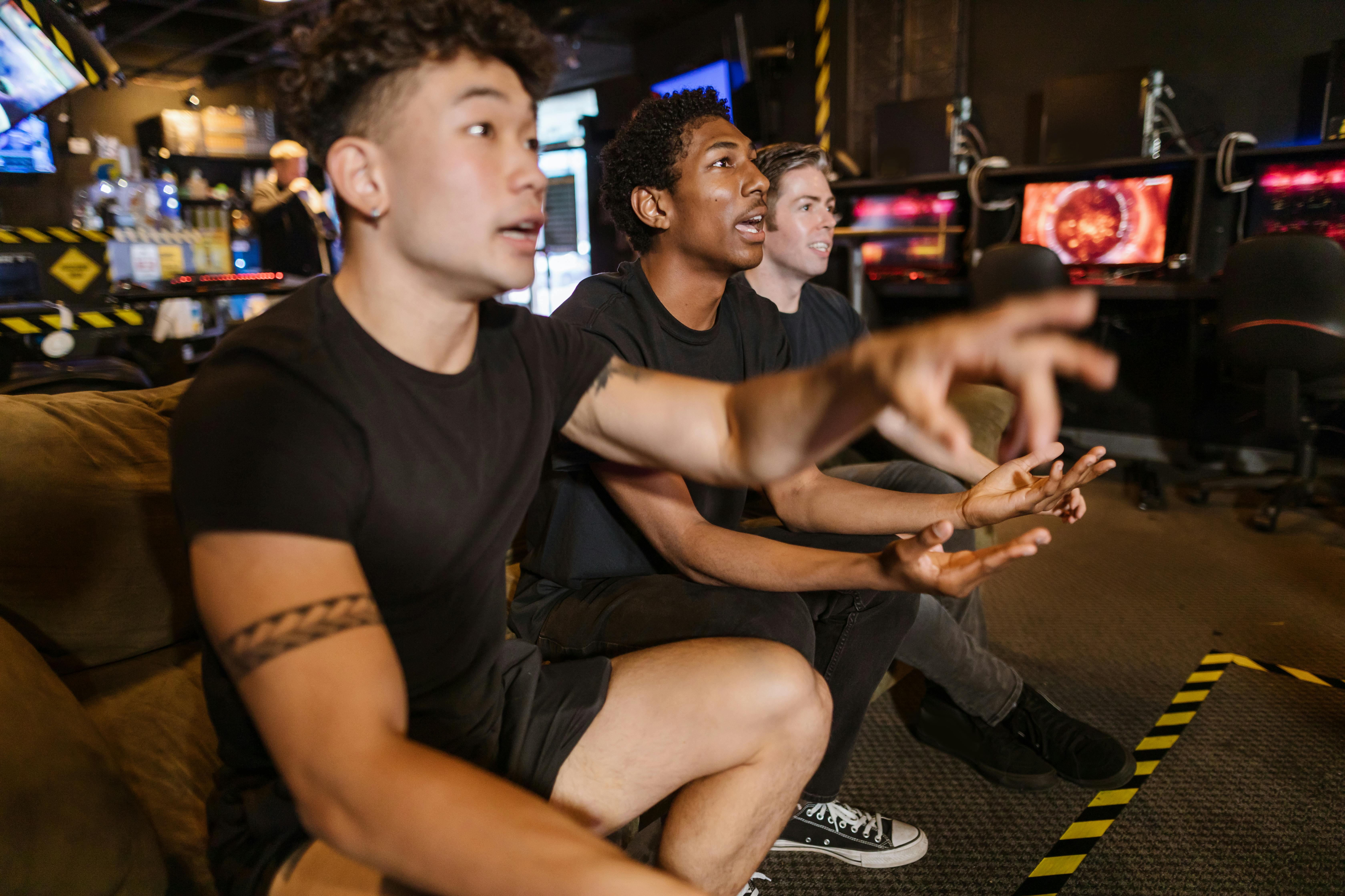 men playing video game