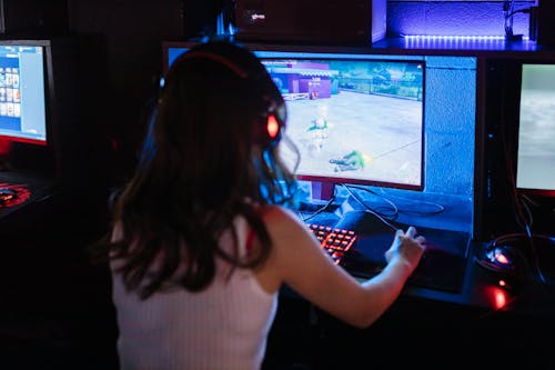 Woman Playing Computer Game