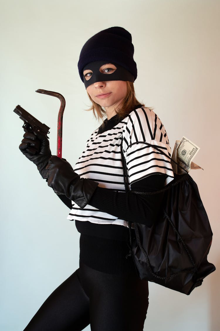 A Woman Wearing Robber Mask