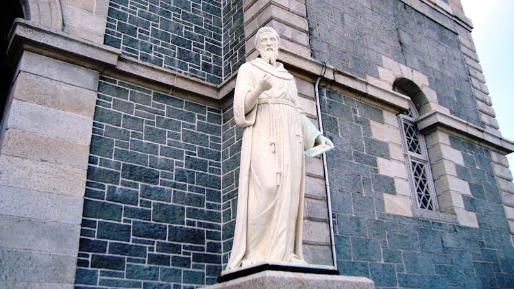 The Statue Of St. Francis Of Assisi At The Basilica Of St. John The Baptist, Canada