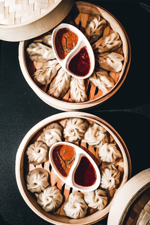 A Dumplings on a Bamboo Steamers