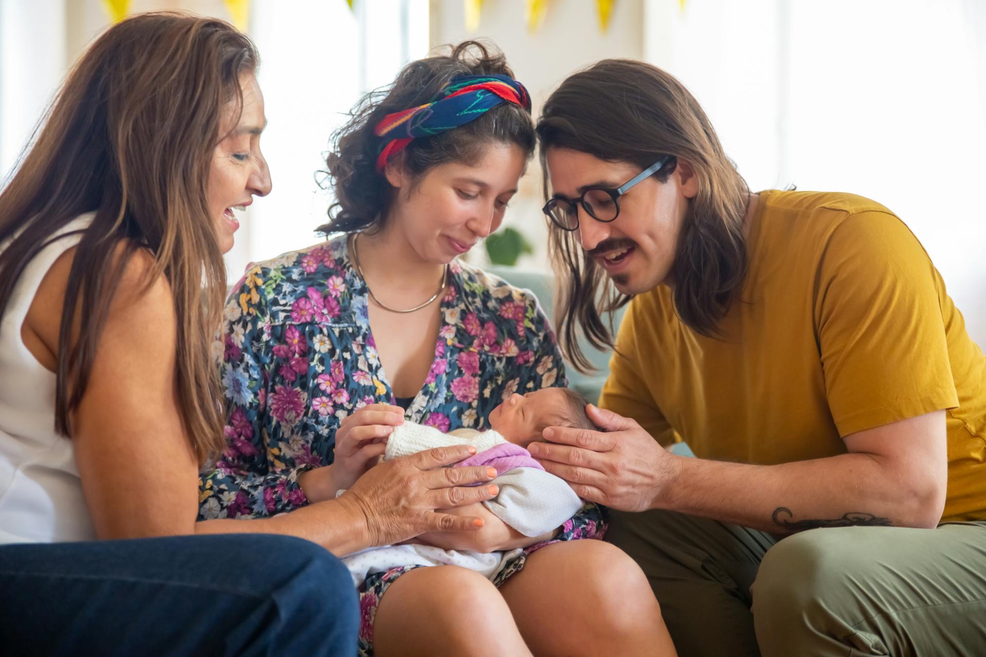 Family Feeling with Joy with the New Baby