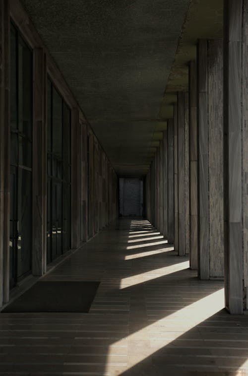 Inside of a Hallway of a Concrete Building