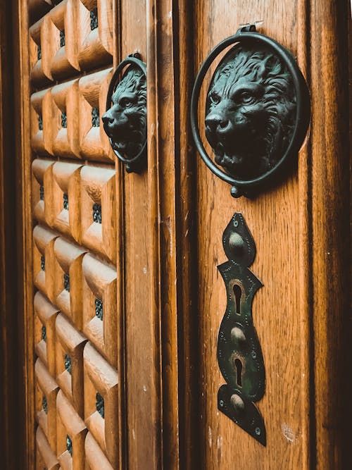 Close-Up Shot of a Wooden Door