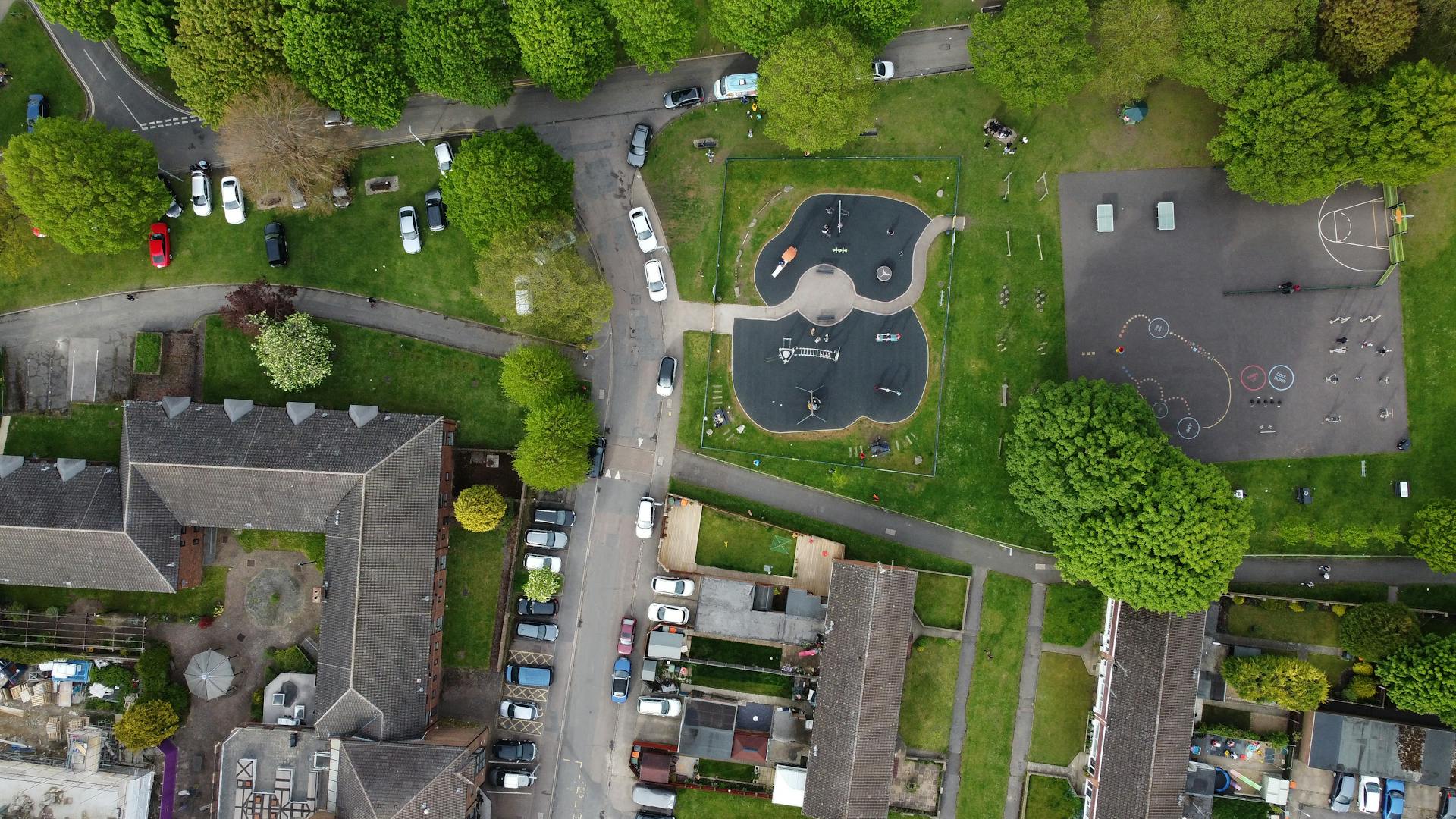 Aerial View of Houses in a Village