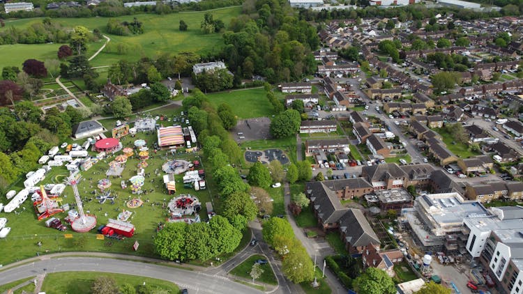 Birds Eye View Of A Fair In A Residential District