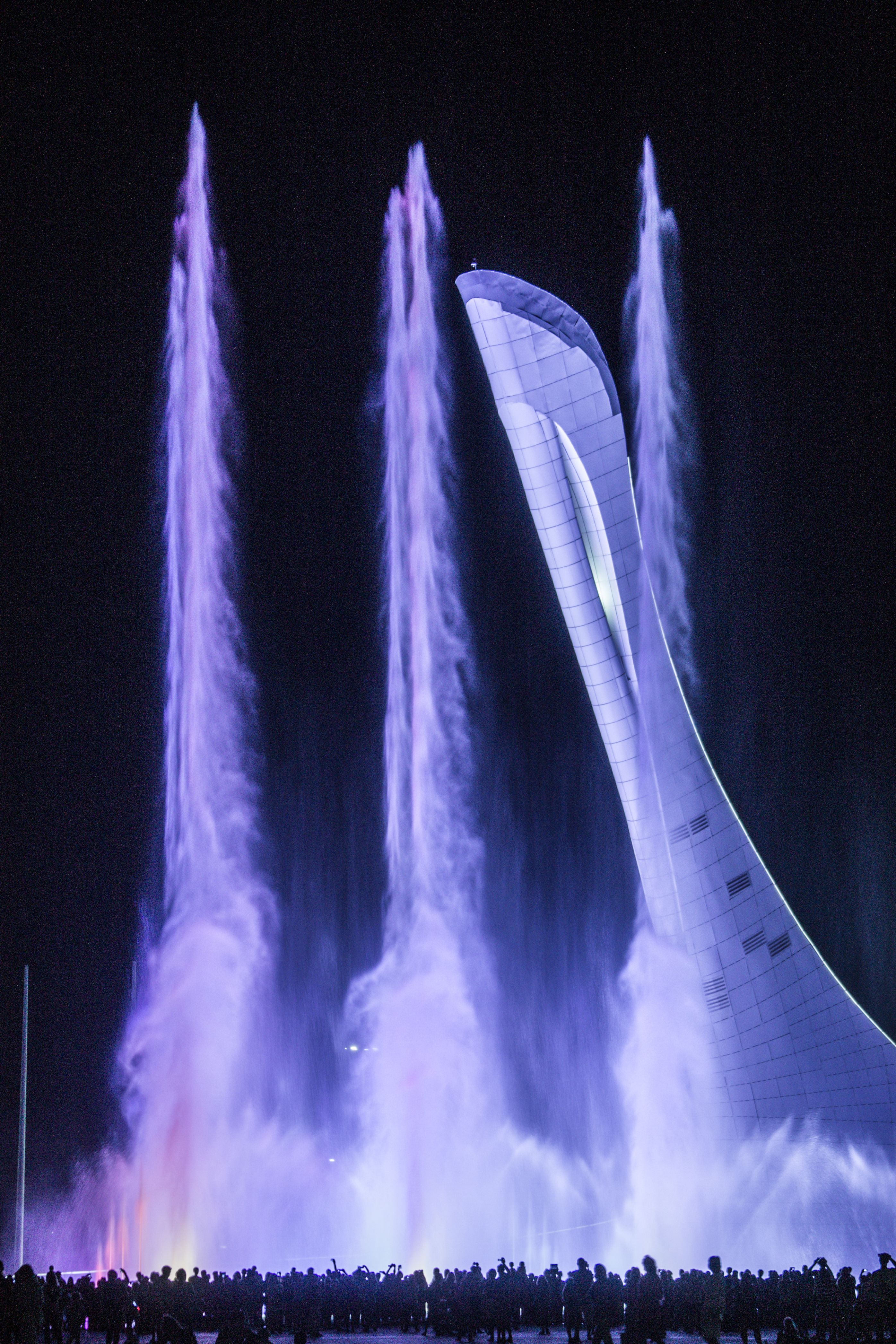 Purple Water Fountain Near a High Rise Building at Nighttime · Free ...