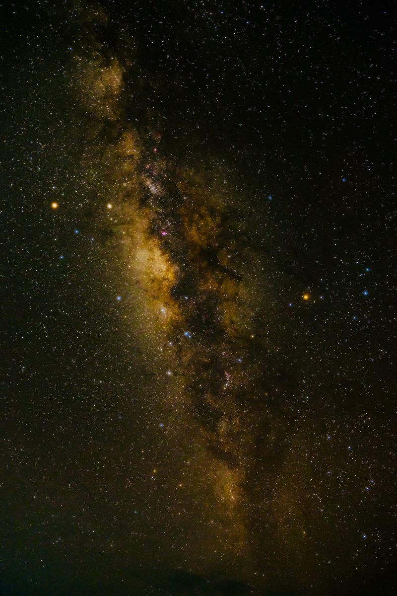Stunning vertical shot of the Milky Way galaxy with clear starry sky.
