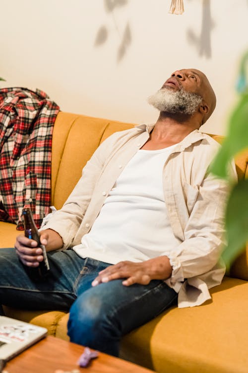 Old Man Relaxing Rocker Old Man Sitting in Rocking Chair Indoors · Free Stock Photo