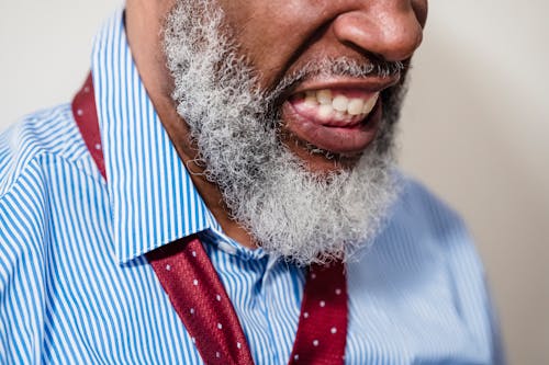 Close-up of Old Bearded Angry Man