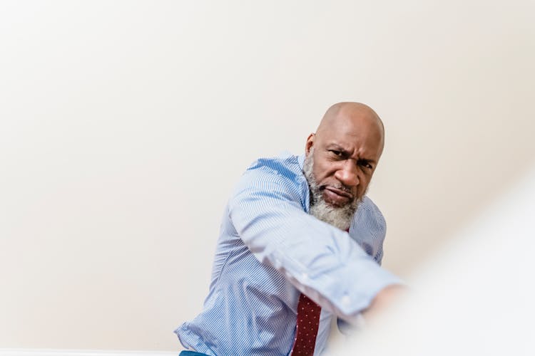 Angry Man On White Background