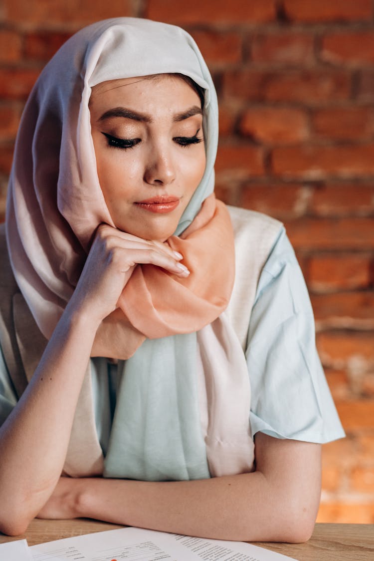 A Sad Woman In A Hijab