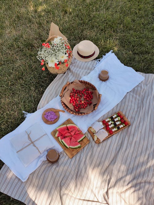 Foods over a Picnic Blanket