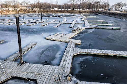 A Maze of Piers on a Frozen Lake 