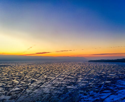 Vast Land Under a Dramatic Sunset Sky