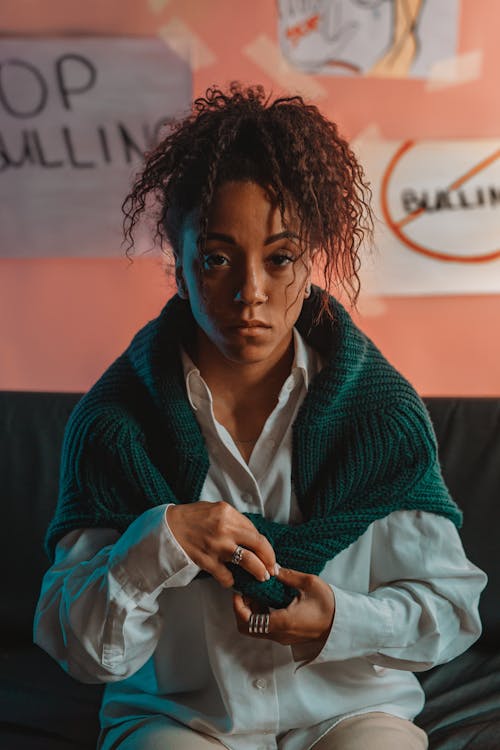 A Woman Sitting on the Couch