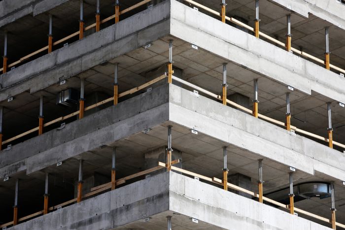 Grey structure of building under construction
