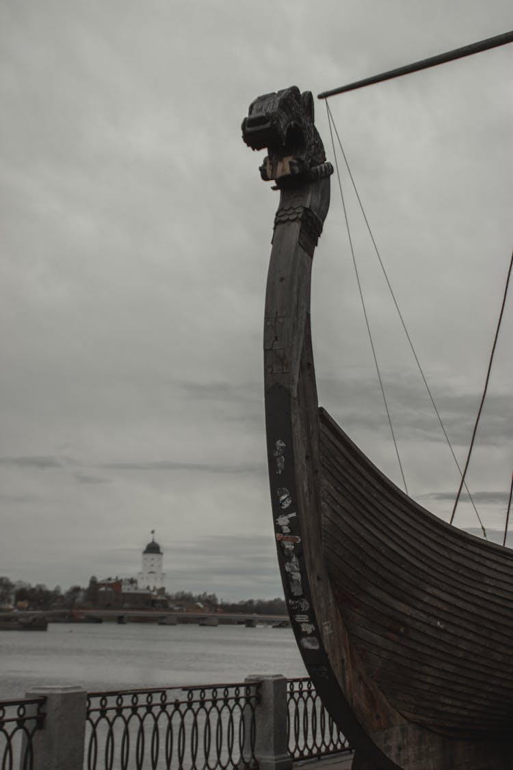 Close-Up Photo Of The Front Of A Wooden Ship