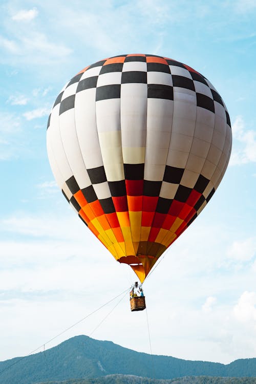 A Flying Hot-Air Balloon in the Sky