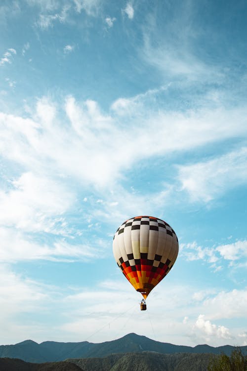A Flying Hot-Air Balloon on the Sky